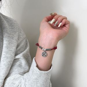 S925 Sterling Silver Chinese Style Coin <b>Bracelet</b> Red <b>Rope</b> Handwoven For Peace And Safety Everyday Wear - Product Image 4