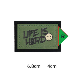 Logotipo de etiqueta de cuero triangular de <span class=keywords><strong>camuflaje</strong></span>, accesorios de <span class=keywords><strong>ropa</strong></span> de marca de moda, parche cuadrado de PU suave, pegatina de parche hecha a mano DIY - Product Image 5