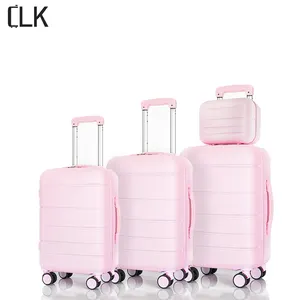 Özelleştirilmiş pembe bagaj çantaları seyahat arabası 4 parça bavul bagaj setleri