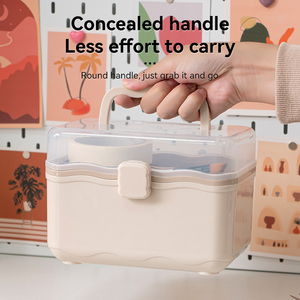Caja de Almacenamiento de Plástico de 2 Niveles, Tipo Maleta, para <span class=keywords><strong>Manicura</strong></span>, Arte, Estudiantes, Artículos Diversos y Herramientas - Product Image 4