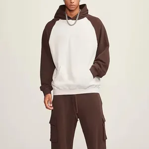 Heren Hoodies Pullover Color Block Sweatshirts Op Maat Bedrukt Casual Oversized Tops Met Zak