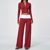 Ensemble de yoga deux pièces, pantalon bootcut taille haute color-block, sportif, décontracté, séchage rapide, infroissable
