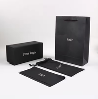 Sac et étui à lunettes pliable noir de luxe Emballage de lunettes de soleil en cuir PU avec logo personnalisé Rangement et étui de lunettes populaires