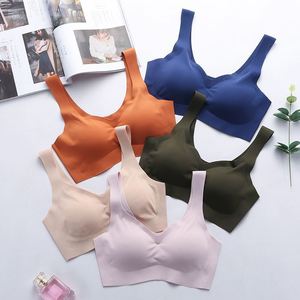 Sujetador sin costuras con escote en V profundo para mujer, ropa interior <span class=keywords><strong>Sexy</strong></span> para mujer, sujetador cómodo sin aros, sujetador suave de copa 3/4 para mujer, lencería - Product Image 1