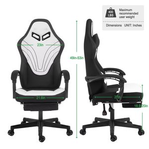 Campione gratuito Multi-funzione E-sport Racing sedia da gioco con poggiapiedi E massaggio - Product Image 2