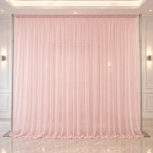 Layered Sheer Chiffon <b>Backdrop</b> Curtain for Hotel Wedding Stage and Banquet Hall Decor Supplier Custom Size - Product Image 1