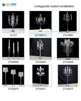 Candélabre en cristal transparent à 7 bras, porte-bougie en verre avec abat-jour, grand centre de table pour mariage, décoration de banquet et événements