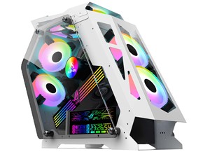 เคสคอมพิวเตอร์ Mid Tower M-ATX สำหรับเล่นเกม ดีไซน์แปลกตา ไฟ ARGB RGB <span class=keywords><strong>LED</strong></span> พร้อมกระจกนิรภัยด้านหน้า และพอร์ต USB - Product Image 4