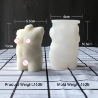Molde de Silicona 3D J13 NUEVO para Torso de Hombre Gordo Desnudo, Molde para Velas con Figura Femenina Curvilínea Desnuda con Lazo Rosa