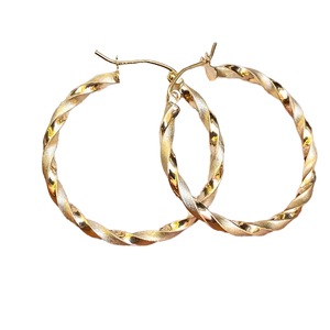 Pendientes de Aro Grandes de Latón Chapado en Oro con Diseño Simple de Giro y Zirconia, Estilo Vintage, Joyería de Moda para Fiesta, para Mujer, ¡Venta Caliente! - Product Image 1