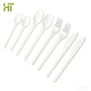 Ensemble de couverts jetables en plastique PS PP 2g, poids moyen et écologiques, cuillères, fourchettes, couteaux, pour fêtes, mariages, camping - Product Image 1