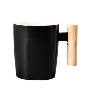 Taza de café con mango de madera, cerámica nórdica, creativa, diseño Simple - Product Image 5