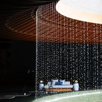 Fontaine d'eau de pluie en acier inoxydable pour intérieur et extérieur - Fontaine musicale laser commerciale avec lumières LED multicolores et rideau élégant