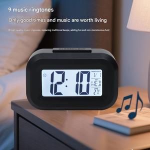 Mini Reloj Despertador Digital de Escritorio, con Batería, Pantalla LCD con Retroiluminación, Temperatura Inteligente, Calendario, Temporizador, para Estudiantes y Dormitorios - Product Image 1