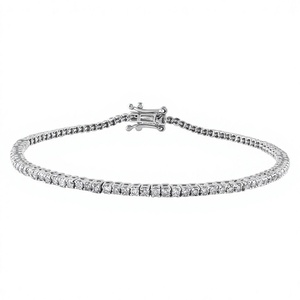 Women's Tennis <b>Bracelet</b> 925 Sterling <b>Silver</b> Rhodium Plated Round Diamond Prong Setting Classic Wedding Gift Jewelry - Product Image 1