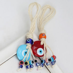 Kingcome, nueva cuerda trenzada, colgante de ojo del <span class=keywords><strong>diablo</strong></span>, ojos azules de pavo, amarillo, blanco, ojos malvados, colgante de cuerda de cáñamo - Product Image 4