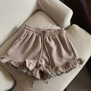 Women's High Waist Casual <b>Wide</b> <b>Leg</b> Sports <b>Shorts</b> with Ear Edge Drawstring Breathable Hot Pattern Colorful Wash for Summer - Product Image 4