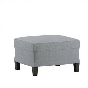 Modern Convertible Wood Fabric <b>Ottoman</b> Dark Gray Contemporary Living Room Furniture Classic Foot Rest <b>Stool</b> - Product Image 2