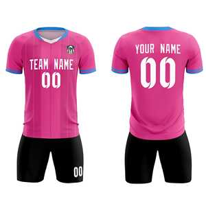 Camisetas/Conjuntos de Fútbol Personalizados con Rayas Clásicas Rosas - Product Image 2