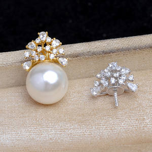 อุปกรณ์ทำเครื่องประดับมุก DIY เงินแท้ S925 จี้มงกุฎฟีนิกซ์ ฐานเปล่า กึ่งสำเร็จรูป ขนาด 12-16 มม. ต่างหูแบบติดหูแฟชั่นสไตล์น้ำแข็งหิมะ - Product Image 1