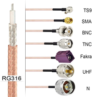 Conjunto de Cable Coaxial RF con Certificación CE y RoHS, 50 Ohmios, RG178 RG316 - Conectores SMA, N, BNC, Tipo F Personalizados - Precio de Fábrica