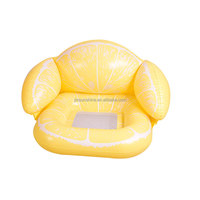 Chaise gonflable en PVC personnalisée en usine, thème citron jaune, avec filet, flotteurs de piscine, marque Sunshine, 108x121x66cm pour adultes