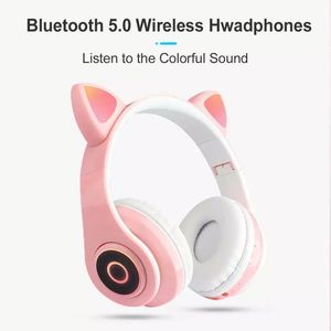 Flash Light Cute Earphone Cat Blue Tooth <b>Wireless</b> Headphone with Mic Can Control LED Kid Girl Stereo Bass Music Helmet Phone Hea - Product Image 4