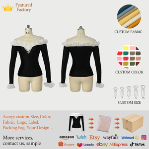 Blusa zicht 91684 stile coreano Vintage in velluto nero Top O <span class=keywords><strong>collo</strong></span> a manica lunga con <span class=keywords><strong>volant</strong></span> camicette eleganti per le donne camicie di moda - Product Image 6