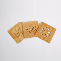 Napperons carrés en bambou, tapis isolants thermiques, motif de dessin animé, napperons de cuisine pour pot à soupe, tasse à café, bol