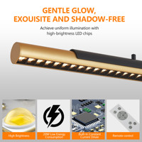 Lustre suspendu de bureau moderne en forme de rectangle à LED, hauteur réglable, petite lampe noire, blanc chaud, angle de faisceau de 360° pour la maison