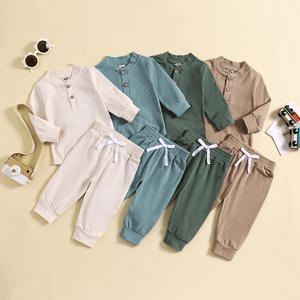 Neues süßes Kletteroutfit für Babyjungen, zweiteiliges Set mit langen Ärmeln und Frühlingsdruck, ODM - Product Image 1