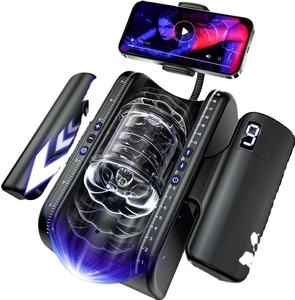 Masturbateurs masculins, jouet sexuel pour hommes avec support de <span class=keywords><strong>téléphone</strong></span> et poignée pliable, 9 vitesses de poussée, chatte de poche, pénis, machine sexuelle à course complète - Product Image 1