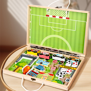 Ensemble de train en bois <span class=keywords><strong>2</strong></span>-en-1 de haute qualité CE CPC avec jeu de combat de football, jouet éducatif pour enfants, blocs de circulation et dinosaures - Product Image 3