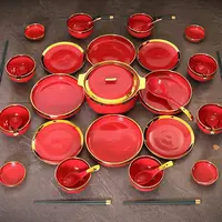 Оптовая продажа, красные обеденные тарелки на Хэллоуин, сделано в Китае, набор красивых красных керамических тарелок