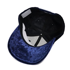 High Quality Custom Logo 3D Puff Embroidery Waterproof Sporty Formal Winter Velvet Fabric Blue Snap Back 6-Panel <b>Baseball</b> <b>Cap</b> - Product Image 5