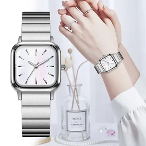 Small Square Silver Woman Watch Stainless Steel Back Ladies Watches Japan Movement Wholesale Price of Quartz Watch SR626SW
