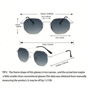 Lunettes de soleil polygonales en métal avec logo personnalisé, monture petite, verres dégradés rétro, protection UV400, pour hommes et femmes - Product Image 6