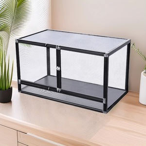Cage en maille pour animaux de compagnie <span class=keywords><strong>PAYI</strong></span>, style horizontal, en alliage d'aluminium, porte en acrylique, terrarium rectangulaire pour caméléons, ventilé, pour reptiles - Product Image 1