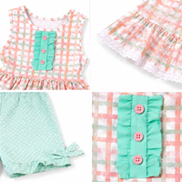 Ensemble d'été pour enfants en coton doux à carreaux, style fille, pour tout-petits de 3 à 12 ans, idéal pour la maison ou les promenades, excellent rapport qualité-prix