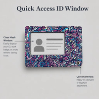 Porte-cartes d'identité imprimé floral bohème en cuir PU, portefeuille multi-fentes pour documents avec fenêtre transparente pour carte d'identité, logo personnalisé, vente en gros