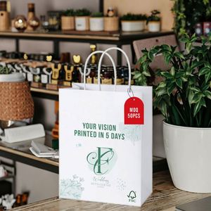 Eco Friendly Twisted Handles for <b>Wedding</b> Gift Bags Flat Handle Restaurant Food Paper Bag/Kraft Paper Bags - Product Image 1