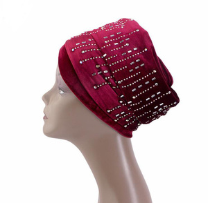 Top moda invierno terciopelo <span class=keywords><strong>mujer</strong></span> señora adultos <span class=keywords><strong>africano</strong></span> musulmán turbante sombreros - Product Image 4
