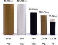 Bâton de déodorant en carton Kraft biodégradable, 0.3, 0.5, 1, 2, 2.5oz, baume à lèvres, emballage, Tube en papier Push up