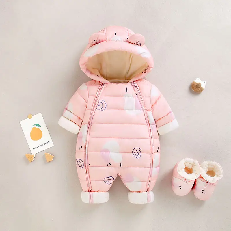 infant girls clothes boutique long sleeve hood collar comfortable soft shell new born baby cloth winter warm clothes 0-12months