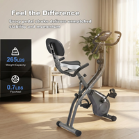 Vélo d'appartement stationnaire avec résistance magnétique et corde de traction pour exercices des bras