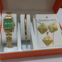 Ensemble de 5 montres pour femmes de luxe couleur or, montres-bracelets à quartz tendance pour femmes, ensemble de bijoux Reloj Mujer