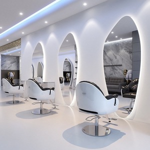 Muebles Modernos Blancos para Salón de Barbería, Silla de Peluquería y Espejo, Interior de Estudio de Belleza Comercial - Product Image 2