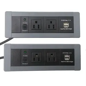 USA flat desktop recessed electrical socket with usb