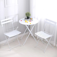 Table de jardin en fer et 2 chaises Table de jardin ronde blanche de 2 pieds avec chaises