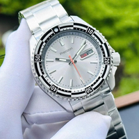 Precizon Herren Automatik-Taucheruhr 22mm Charm Edelstahl-Armband Zeiger Graues Zifferblatt Leuchtend Wochentag Datum Sportuhr 50m Wasserdicht